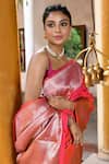 Naaritva India_Pink Silk Zari Handwoven Banarasi Saree With Running Blouse _Online_at_Aza_Fashions