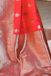 Naaritva India_Pink Silk Zari Handwoven Banarasi Saree With Running Blouse _at_Aza_Fashions