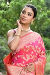 Buy_Naaritva India_Pink Silk Zari Handwoven Banarasi Saree With Running Blouse _Online_at_Aza_Fashions
