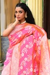 Buy_Naaritva India_Pink Silk Zari Handwoven Banarasi Saree With Running Blouse _Online_at_Aza_Fashions