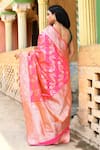 Shop_Naaritva India_Pink Silk Zari Handwoven Banarasi Saree With Running Blouse _at_Aza_Fashions