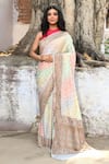 Buy_Naaritva India_Multi Color Crepe, Silk Zari Handwoven Banarasi Saree With Running Blouse _at_Aza_Fashions