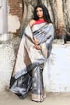 Buy_Naaritva India_Silver Zari Handwoven Work Banarasi Saree With Running Blouse _Online_at_Aza_Fashions