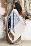Shop_Naaritva India_Silver Zari Handwoven Work Banarasi Saree With Running Blouse _at_Aza_Fashions
