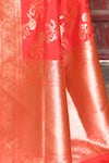 Naaritva India_Red Silk Zari Handwoven Banarasi Saree With Running Blouse _Online_at_Aza_Fashions