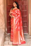 Buy_Naaritva India_Red Silk Zari Handwoven Banarasi Saree With Running Blouse _Online_at_Aza_Fashions