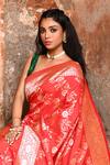 Shop_Naaritva India_Red Silk Zari Handwoven Banarasi Saree With Running Blouse _Online_at_Aza_Fashions