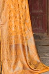 Naaritva India_Gold Crepe, Silk, Handwoven Work Yellow Banarasi Saree With Running Blouse _at_Aza_Fashions