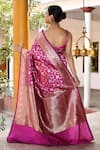 Shop_Naaritva India_Pink Silk Zari Handwoven Work Hot Banarasi Saree With Running Blouse _at_Aza_Fashions