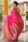 Shop_Naaritva India_Pink Silk Zari Handwoven Banarasi Saree With Running Blouse _at_Aza_Fashions