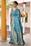 Naaritva India_Green Silk Zari Handwoven Work Banarasi Saree With Running Blouse _Online_at_Aza_Fashions