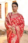 Naaritva India_Red Silk Zari Handwoven Banarasi Saree With Running Blouse _Online_at_Aza_Fashions