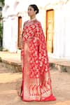 Buy_Naaritva India_Red Silk Zari Handwoven Banarasi Saree With Running Blouse _Online_at_Aza_Fashions