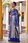 Buy_Naaritva India_Blue Silk Zari Handwoven Banarasi Saree With Running Blouse _Online_at_Aza_Fashions