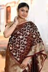 Naaritva India_Brown Silk Zari Handwoven Coffee Banarasi Saree With Running Blouse _at_Aza_Fashions