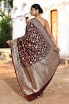 Shop_Naaritva India_Brown Silk Zari Handwoven Coffee Banarasi Saree With Running Blouse _at_Aza_Fashions