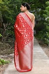Shop_Naaritva India_Red Silk Zari Handwoven Banarasi Saree With Running Blouse _at_Aza_Fashions