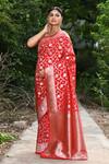 Buy_Naaritva India_Red Silk Zari Handwoven Banarasi Saree With Running Blouse 