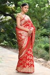Shop_Naaritva India_Red Silk Zari Handwoven Work Banarasi Saree With Running Blouse _Online_at_Aza_Fashions