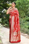 Buy_Naaritva India_Red Silk Zari Handwoven Work Banarasi Saree With Running Blouse 