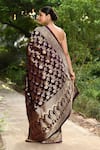 Shop_Naaritva India_Wine Silk Zari Handwoven Banarasi Saree With Running Blouse _at_Aza_Fashions