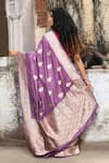 Shop_Naaritva India_Purple Zari Handwoven Banarasi Saree With Running Blouse _at_Aza_Fashions