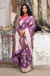 Naaritva India_Purple Zari Handwoven Banarasi Saree With Running Blouse _at_Aza_Fashions