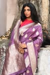 Buy_Naaritva India_Purple Zari Handwoven Banarasi Saree With Running Blouse 