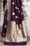 Buy_Naaritva India_Purple Zari Handwoven Banarasi Saree With Running Blouse _Online_at_Aza_Fashions