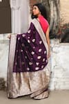 Shop_Naaritva India_Purple Zari Handwoven Banarasi Saree With Running Blouse _at_Aza_Fashions