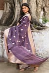 Buy_Naaritva India_Purple Zari Handwoven Work Banarasi Saree With Running Blouse _Online_at_Aza_Fashions