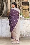 Shop_Naaritva India_Purple Zari Handwoven Work Banarasi Saree With Running Blouse _at_Aza_Fashions