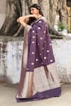Buy_Naaritva India_Purple Zari Handwoven Work Banarasi Saree With Running Blouse 