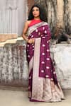Buy_Naaritva India_Purple Zari Handwoven Work Banarasi Saree With Running Blouse _at_Aza_Fashions
