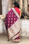 Shop_Naaritva India_Purple Zari Handwoven Work Banarasi Saree With Running Blouse _at_Aza_Fashions