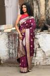 Buy_Naaritva India_Purple Zari Handwoven Work Banarasi Saree With Running Blouse 