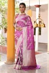 Buy_Naaritva India_Pink Zari Handwoven Work Banarasi Saree With Running Blouse _at_Aza_Fashions