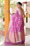 Shop_Naaritva India_Pink Zari Handwoven Work Banarasi Saree With Running Blouse _at_Aza_Fashions