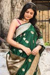 Buy_Naaritva India_Emerald Green Zari Handwoven Saree _Online_at_Aza_Fashions