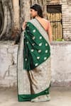 Shop_Naaritva India_Emerald Green Zari Handwoven Saree _at_Aza_Fashions