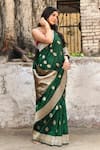 Naaritva India_Emerald Green Zari Handwoven Saree _at_Aza_Fashions