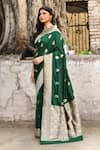 Buy_Naaritva India_Emerald Green Zari Handwoven Saree 