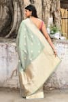 Shop_Naaritva India_Aqua Zari Handwoven Green Banarasi Saree With Running Blouse _at_Aza_Fashions