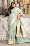 Buy_Naaritva India_Aqua Zari Handwoven Green Banarasi Saree With Running Blouse 