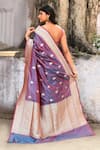 Shop_Naaritva India_Purple Zari Handwoven Work Banarasi Saree With Running Blouse _at_Aza_Fashions