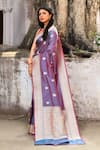Naaritva India_Purple Zari Handwoven Work Banarasi Saree With Running Blouse _Online_at_Aza_Fashions