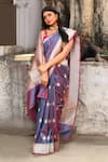 Shop_Naaritva India_Purple Zari Handwoven Work Banarasi Saree With Running Blouse _Online_at_Aza_Fashions