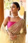Shop_Naaritva India_Lime Tissue Zari Handwoven Banarasi Saree With Running Blouse _Online_at_Aza_Fashions
