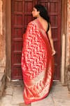 Shop_Naaritva India_Red Silk Zari Handwoven Banarasi Saree With Running Blouse _at_Aza_Fashions
