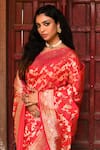 Naaritva India_Red Silk Zari Handwoven Banarasi Saree With Running Blouse _at_Aza_Fashions
